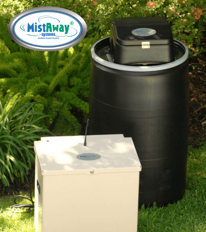 MistAway misting system installed on outdoor pergola