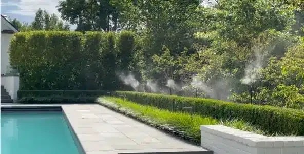 MistAway nozzle installed on a pergola beam
